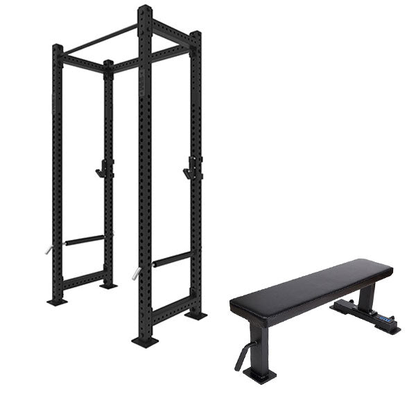 1RM Commercial Compact Power Rack Flat Bench Little Bloke Fitness