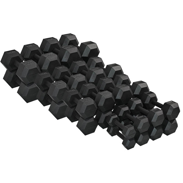 2.5 40kg PRO Rubber Hex Dumbbell Set Little Bloke Fitness