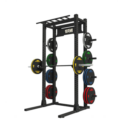 1RM Obsidian Squat Rack with Multi-Grip Chin and Storage – 2.5m | Commercial