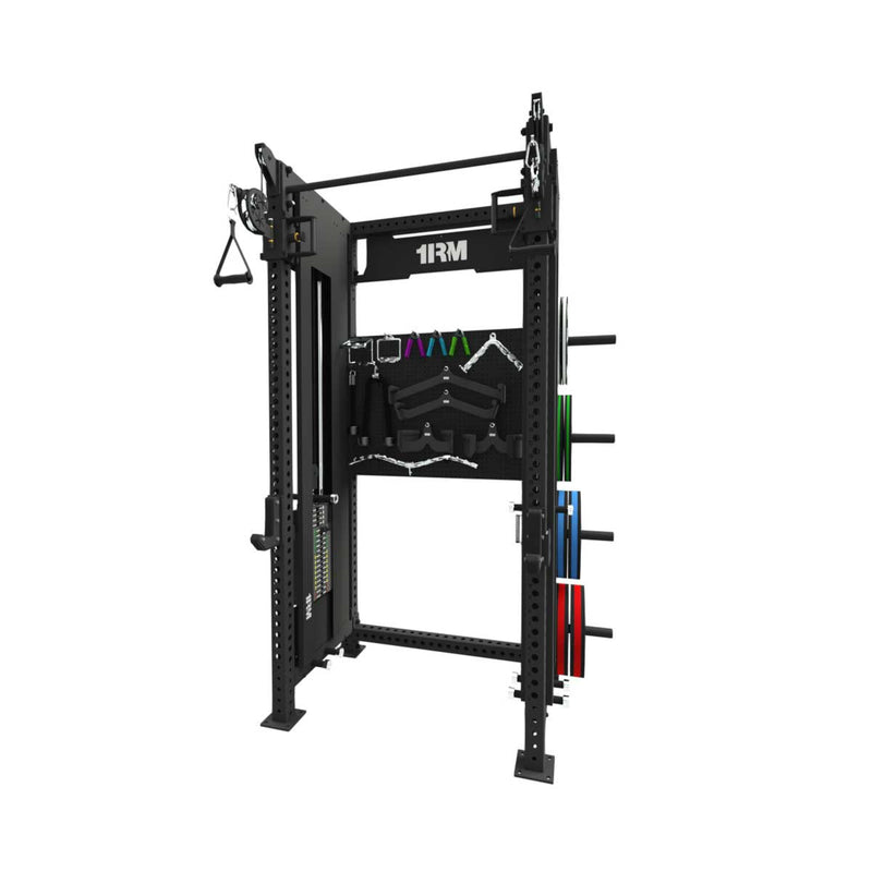 1RM Ebony Functional Trainer Rack with Plate Storage & Pegboard Image 2