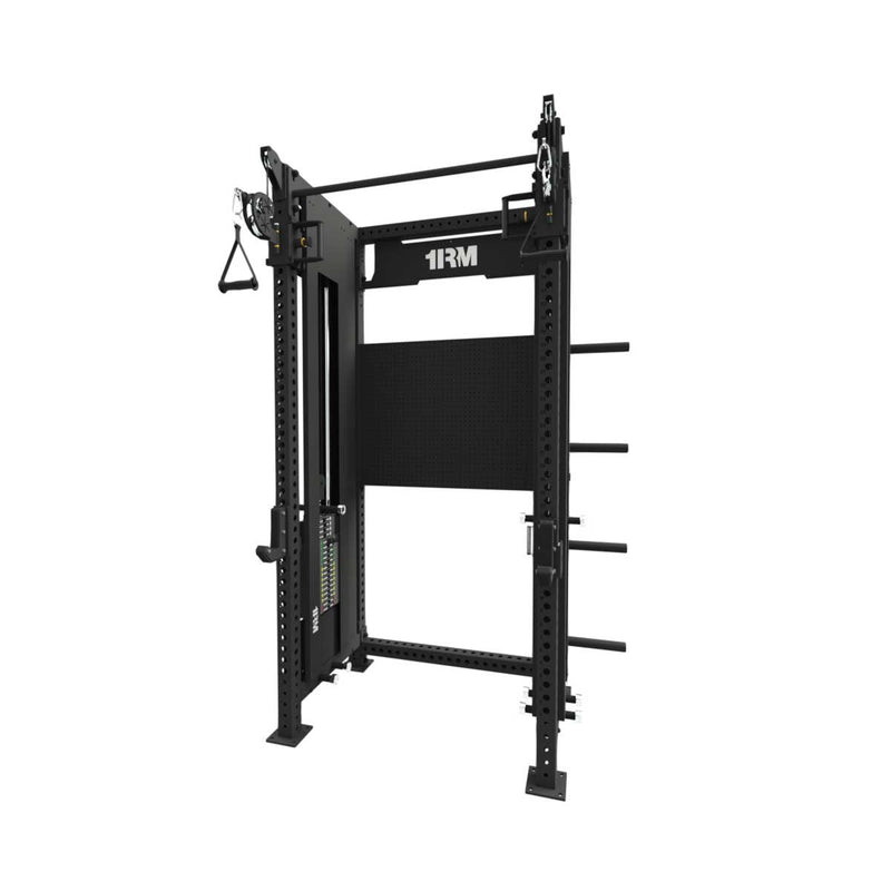 1RM Ebony Functional Trainer Rack with Plate Storage & Pegboard