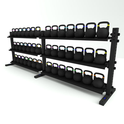 1RM Double 3-Tier Kettlebell Storage Rack | Wide Image 2