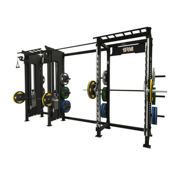 1RM Ebony Functional Rack & Smith Machine Combo Side by Side Image 2