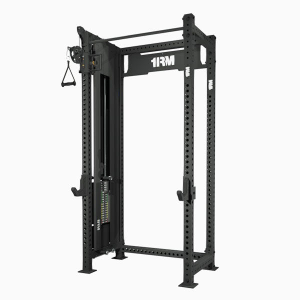 1RM Obsidian Compact Power Rack with Built-In Ebony Cable Machine