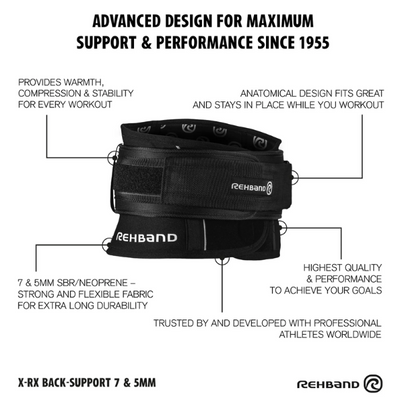 Rehband X-RX Back Support 7mm | 2-in-1 Back Support with Lifting Belt Image 2